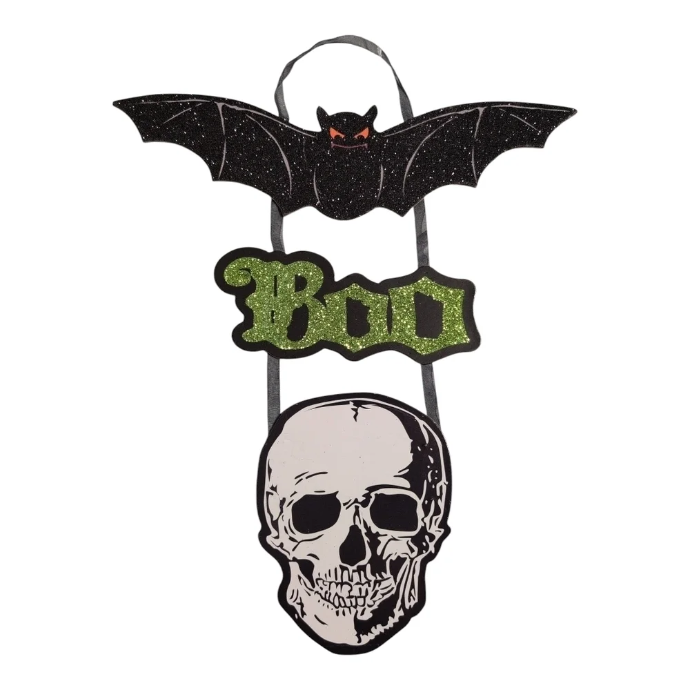 Halloween Bat and Skull Wall Hanging